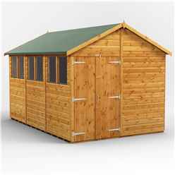 12 x 8  Premium Tongue and Groove Apex Shed - Double Doors - 6 Windows - 12mm Tongue and Groove Floor and Roof