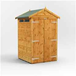 4 x 4 Security Tongue and Groove Apex Shed - Double Doors - 2 Windows - 12mm Tongue and Groove Floor and Roof
