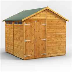 8 x 8 Security Tongue and Groove Apex Shed - Double Doors - 4 Windows - 12mm Tongue and Groove Floor and Roof