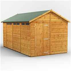 14 x 8 Security Tongue and Groove Apex Shed - Single Door - 6 Windows - 12mm Tongue and Groove Floor and Roof