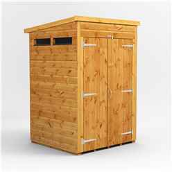 4 x 4 Security Tongue And Groove Pent Shed - Double Doors - 2 Windows - 12mm Tongue And Groove Floor And Roof