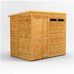 7 x 5 Security Tongue and Groove Pent Shed - Single Door - 2 Windows - 12mm Tongue and Groove Floor and Roof