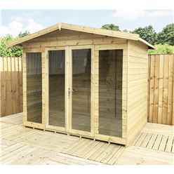 7 X 8 Pressure Treated Tongue And Groove Apex Summerhouse + Long Windows + Overhang + Safety Toughened Glass + Euro Lock With Key + Super Strength Framing