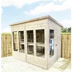 15 X 6 Pressure Treated Tongue And Groove Pent Summerhouse - Potting Shed - Bench + Safety Toughened Glass + Rim Lock With Key + Super Strength Framing