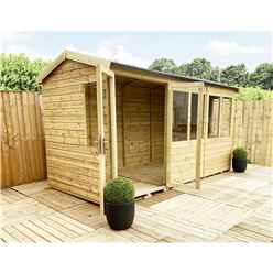 8 x 13 REVERSE Pressure Treated Tongue And Groove Apex Summerhouse + Safety Toughened Glass + Euro Lock with Key + SUPER STRENGTH FRAMING