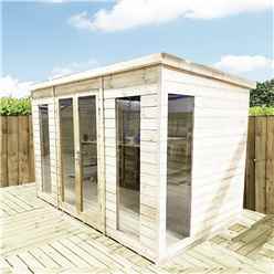 10 x 7 PENT Pressure Treated Tongue & Groove Pent Summerhouse with Higher Eaves and Ridge Height Toughened Safety Glass + Euro Lock with Key + SUPER STRENGTH FRAMING