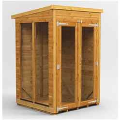 4 x 4 Premium Tongue And Groove Pent Summerhouse - Double Doors - 12mm Tongue And Groove Floor And Roof