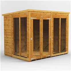 8 X 6 Premium Tongue And Groove Pent Summerhouse - Double Doors - 12mm Tongue And Groove Floor And Roof