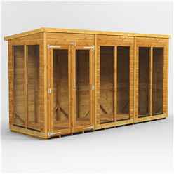 12 x 4 Premium Tongue And Groove Pent Summerhouse - Double Doors - 12mm Tongue And Groove Floor And Roof
