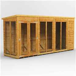 14 x 4 Premium Tongue And Groove Pent Summerhouse - Double Doors - 12mm Tongue And Groove Floor And Roof