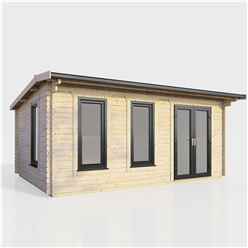 5.4m x 3.0m (18ft x 10ft) Premium 44mm Apex Log Cabin - uPVC Double Doors and Windows - EPDM Rubber Roof Covering - DOORS ON THE RIGHT