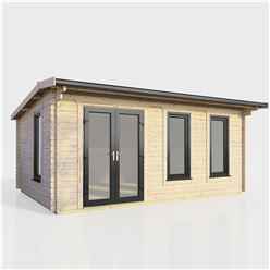 5.4m x 3.0m (18ft x 10ft) Premium 44mm Apex Log Cabin - uPVC Double Doors and Windows - EPDM Rubber Roof Covering - DOORS ON THE LEFT