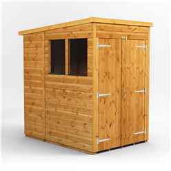 4 X 8  Premium Tongue And Groove Pent Shed - Double Doors - 2 Windows - 12mm Tongue And Groove Floor And Roof
