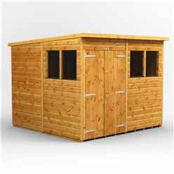 8 X 8 Premium Tongue And Groove Pent Shed - Double Doors - 4 Windows - 12mm Tongue And Groove Floor And Roof