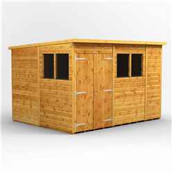 10 X 8 Premium Tongue And Groove Pent Shed - Double Doors - 4 Windows - 12mm Tongue And Groove Floor And Roof