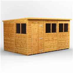 12 X 8 Premium Tongue And Groove Pent Shed - Single Door - 6 Windows - 12mm Tongue And Groove Floor And Roof