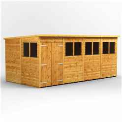 16 X 8 Premium Tongue And Groove Pent Shed - Double Doors - 8 Windows - 12mm Tongue And Groove Floor And Roof