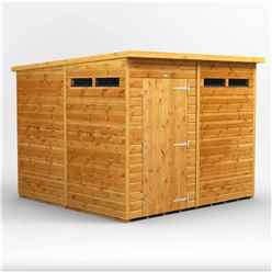 8 x 8 Security Tongue and Groove Pent Shed - Single Door - 4 Windows - 12mm Tongue and Groove Floor and Roof