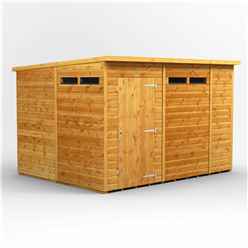 10 x 8 Security Tongue and Groove Pent Shed - Single Door - 4 Windows - 12mm Tongue and Groove Floor and Roof