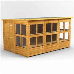 12 x 8 Premium Tongue And Groove Pent Potting Shed - Single Door - 20 Windows - 12mm Tongue And Groove Floor And Roof
