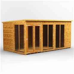 14 X 8 Premium Tongue And Groove Pent Summerhouse - Double Doors - 12mm Tongue And Groove Floor And Roof