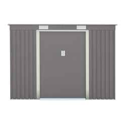 8 x 4 (2.61m x 1.21m) Double Door Metal Pent Shed - Light Grey 