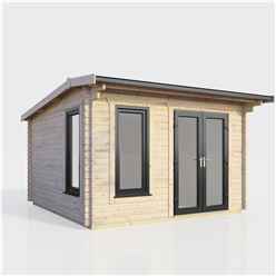 3.6m x 3.0m (12ft x 10ft) Premium 44mm Apex Log Cabin - uPVC Double Doors and Windows - EPDM Rubber Roof Covering - DOORS ON THE RIGHT