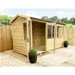 8 X 17 Reverse Pressure Treated Tongue And Groove Apex Summerhouse With Higher Eaves And Ridge Height + Overhang + Toughened Safety Glass + Euro Lock With Key + Super Strength Framing