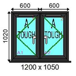 uPVC Double Casement Window - 2 Opening Windows - 1200mm x 1050mm - ANTHRACITE GREY - Toughened Safety Glass - Fast Free UK Delivery*