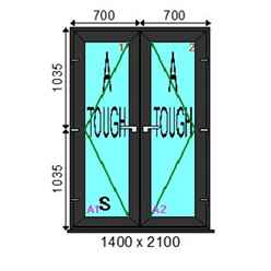 uPVC French Double Doors - Opening Out - Foiled Chamfered - 1400mm x 2100mm - ANTHRACITE GREY - Toughened Safety Glass - Fast Free UK Delivery*