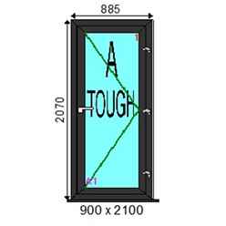 uPVC Single Door - Full Pane - Foiled Chamfered Resi Door Open In - 900mm x 2100mm - ANTRACITE GREY - Toughened Safety Glass - Fast Free UK Delivery*