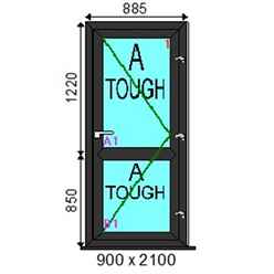 uPVC Single Door - 2 Split Pane - Foiled Chamfered Resi Door Open In - 900mm x 2100mm - ANTRACITE GREY - Toughened Safety Glass - Fast Free UK Delivery*