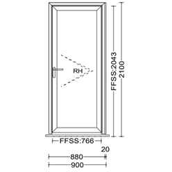 Aluminium Single Door - Full Pane - Foiled Chamfered Resi Door Open In - 900mm x 2100mm - ANTRACITE GREY - Toughened Safety Glass - Fast Free UK Delivery*