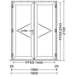 Aluminium French Double Doors - Opening Out - WHITE Chamfered - 1600mm x 2100mm - Toughened Safety Glass - Free UK Delivery*