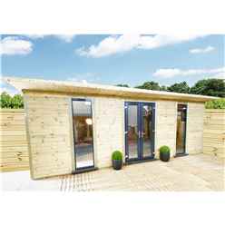 3m x 4m (10ft x 13ft) Executive Plus Insulated Pressure Treated Garden Office - PVC French Doors and Windows - Increased Eaves Height - 64mm Insulated Walls, Floor and Roof + Free Installation
