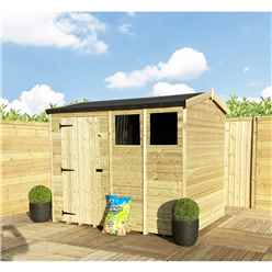 BS UPGRADE 8 x 6  REVERSE   Pressure Treated Tongue and Groove Single Door Apex Shed + 2 Windows