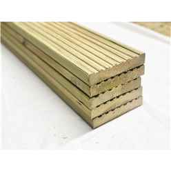 PACK OF 5 - Deluxe Deck Boards - 4.8m Length - Pressure Treated Timber Decking Timber - 32mm x 150mm Timber Decking Boards (Stronger and Tougher)