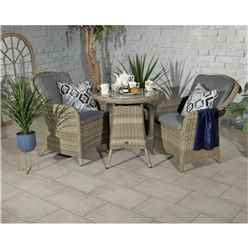 2 Seater Garden Furniture Set - Deluxe Rattan - Round Bistro Set - 110cm Table with 4 Imperial Chairs includes Cushions - Free Next Working Day Delivery (Mon-Fri)