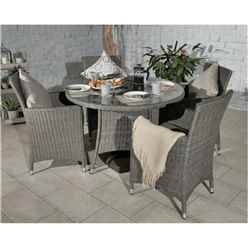 4 Seater Round Carver Dining Set 110cm Round Table With 4 Carver Chairs Including Cushions 
