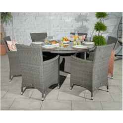 6 Seater Round Carver Dining Set 140cm Round Table With 6 Carver Chairs Including Cushions 