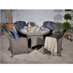 4 Seater Round Caver Dining Set 110cm Round Table With 4 Imperial Chairs Including Cushions 