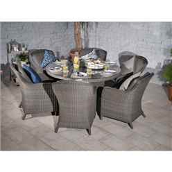6 Seater Round Caver Dining Set 110cm Round Table With 4 Imperial Chairs Including Cushions 