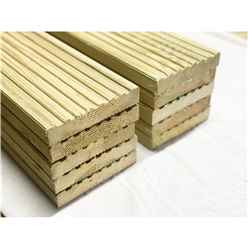 PACK OF 10 - Deluxe Deck Boards - 4.8m Length - Pressure Treated Timber Decking Timber - 32mm x 150mm Timber Decking Boards (Stronger and Tougher)