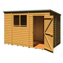 INSTALLED 10 x 6 (3.04m x 1.82m) - Overlap Pent Wooden Garden Shed - Single Door - 2 Windows