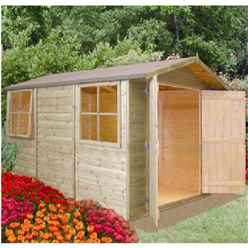 10 x 7 (2.97m x 2.05m) -Tongue And Groove - Apex Garden Wooden Shed - Double Doors - 2 Opening Windows - 12mm Tongue And Groove Floor