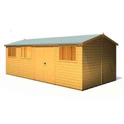 10 x 20 (3.04m x 6.09m) - Reverse Tongue & Groove - Garden Shed / Workshop - 6 Windows - Double Doors - 12mm Tongue and Groove Floor
