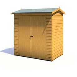 INSTALLED 4 x 6 (1.21m x 1.82m) - Reverse Apex Wooden Garden Shed - Double Doors