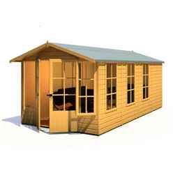 INSTALLED 8 x 16 (2.46m x 4.78m) - Premier Wooden Summerhouse - Double Doors + Side Windows - 12mm T&G Walls - Floor - Roof