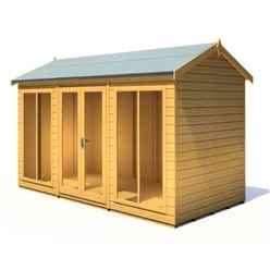 12 x 8 (3.57m x 2.39m) - Apex Wooden Summerhouse - Double Doors + Side Windows - 12mm T&G Walls - Floor - Roof
