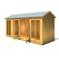 INSTALLED 16 x 6 (4.76m x 1.79m) - Apex Wooden Summerhouse - Double Doors + Side Windows - 12mm T&G Walls - Floor - Roof